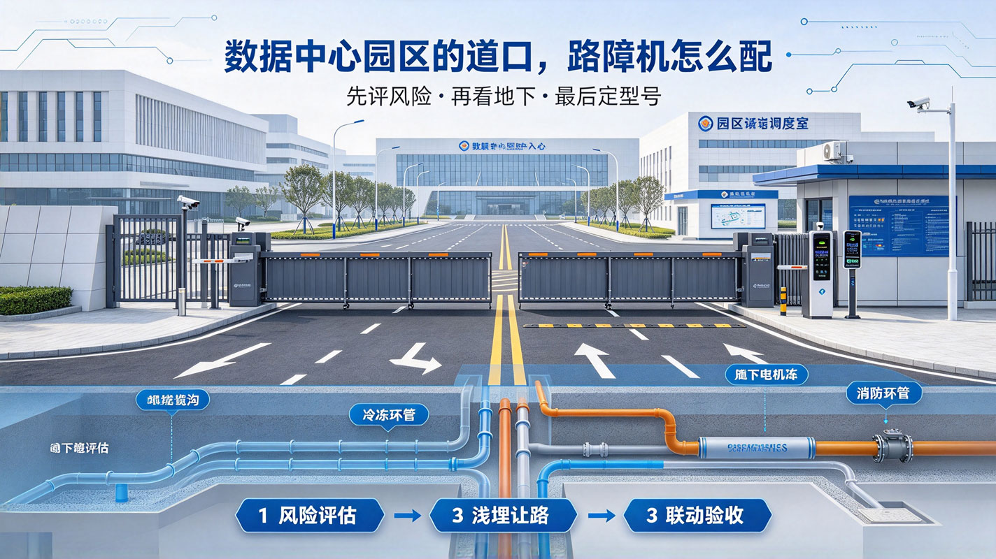 数据中心园区的道口，路障机怎么配