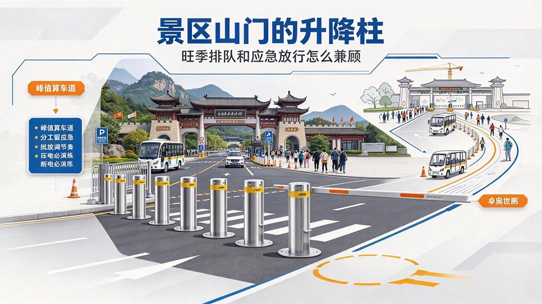 景区山门的升降柱，旺季排队和应急放行怎么兼顾-卓奥世鹏