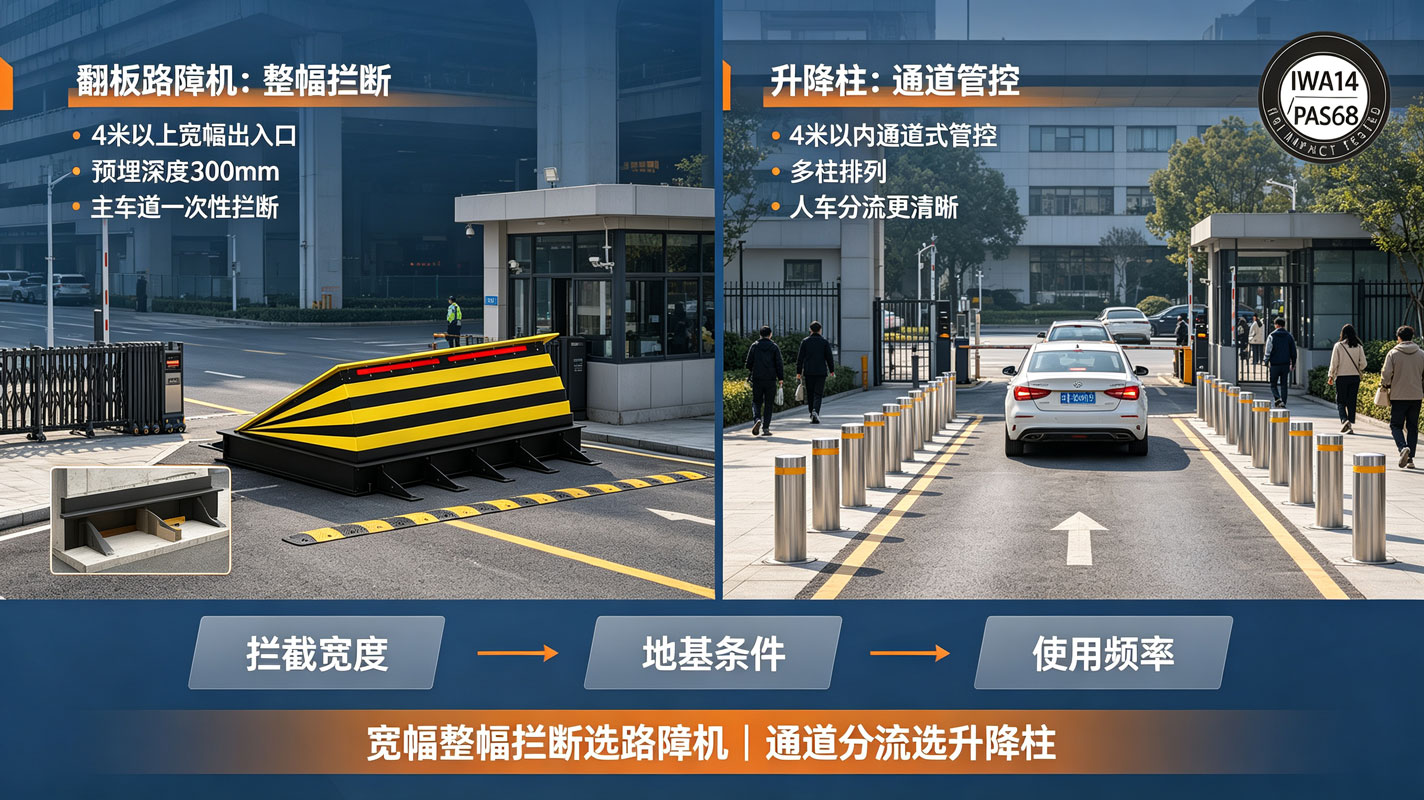 路障机和升降柱怎么选？整幅拦断场合的选型思路