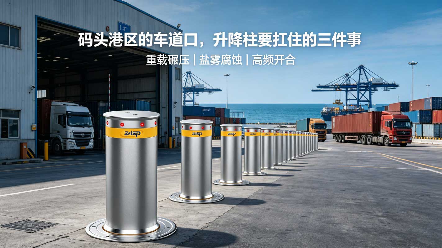 码头港口的车道口，升降柱要扛住的三件事 - 卓奥世鹏